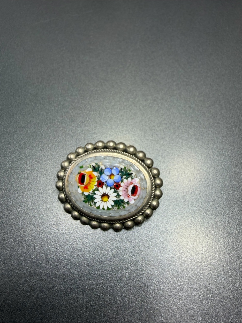 Vintage Floral Micro Mosaic Brooch #2MO
